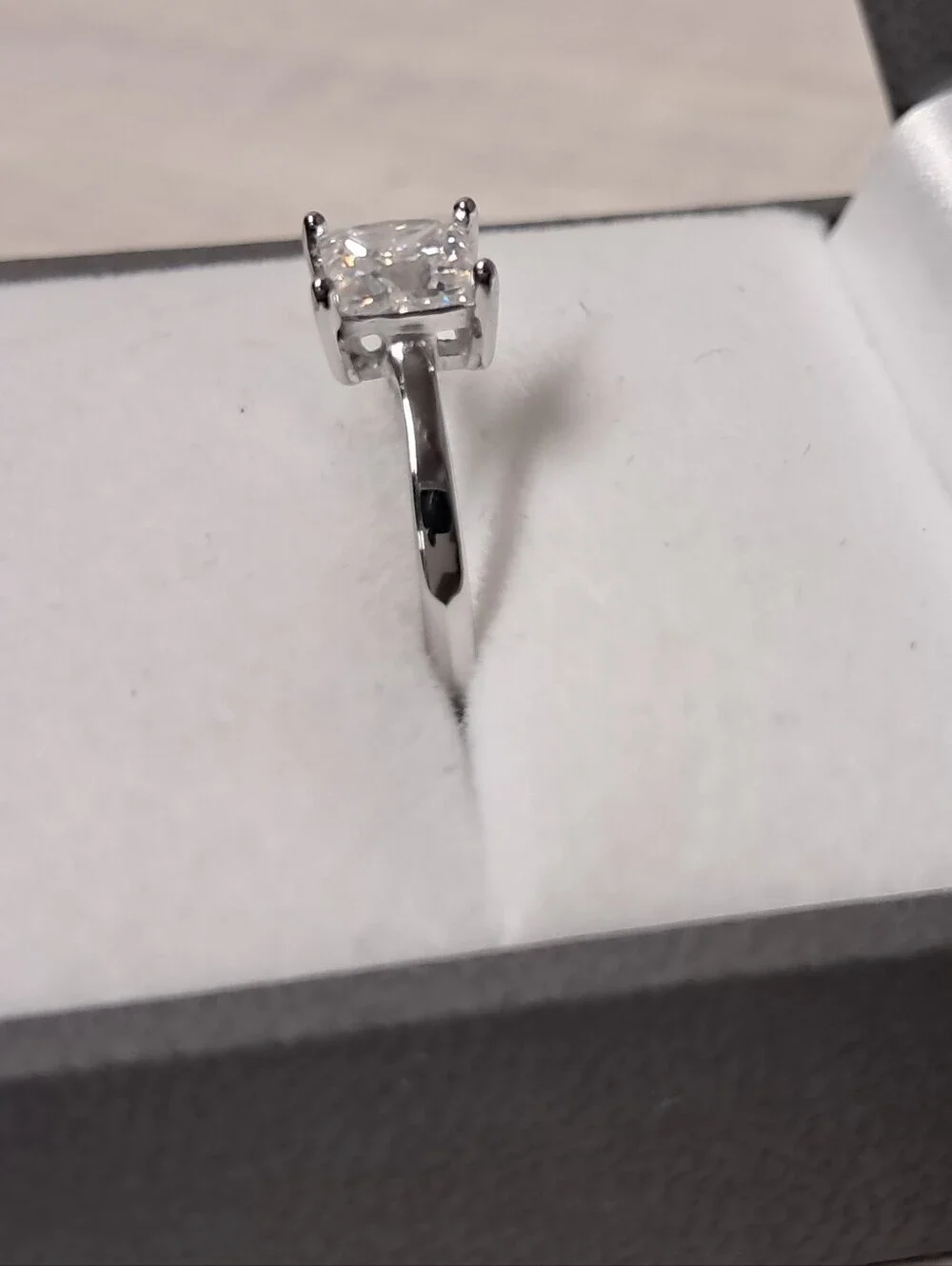 1.0 Carat Princess Cut D-Color Moissanite Solitaire Ring - 925 Sterling Silver